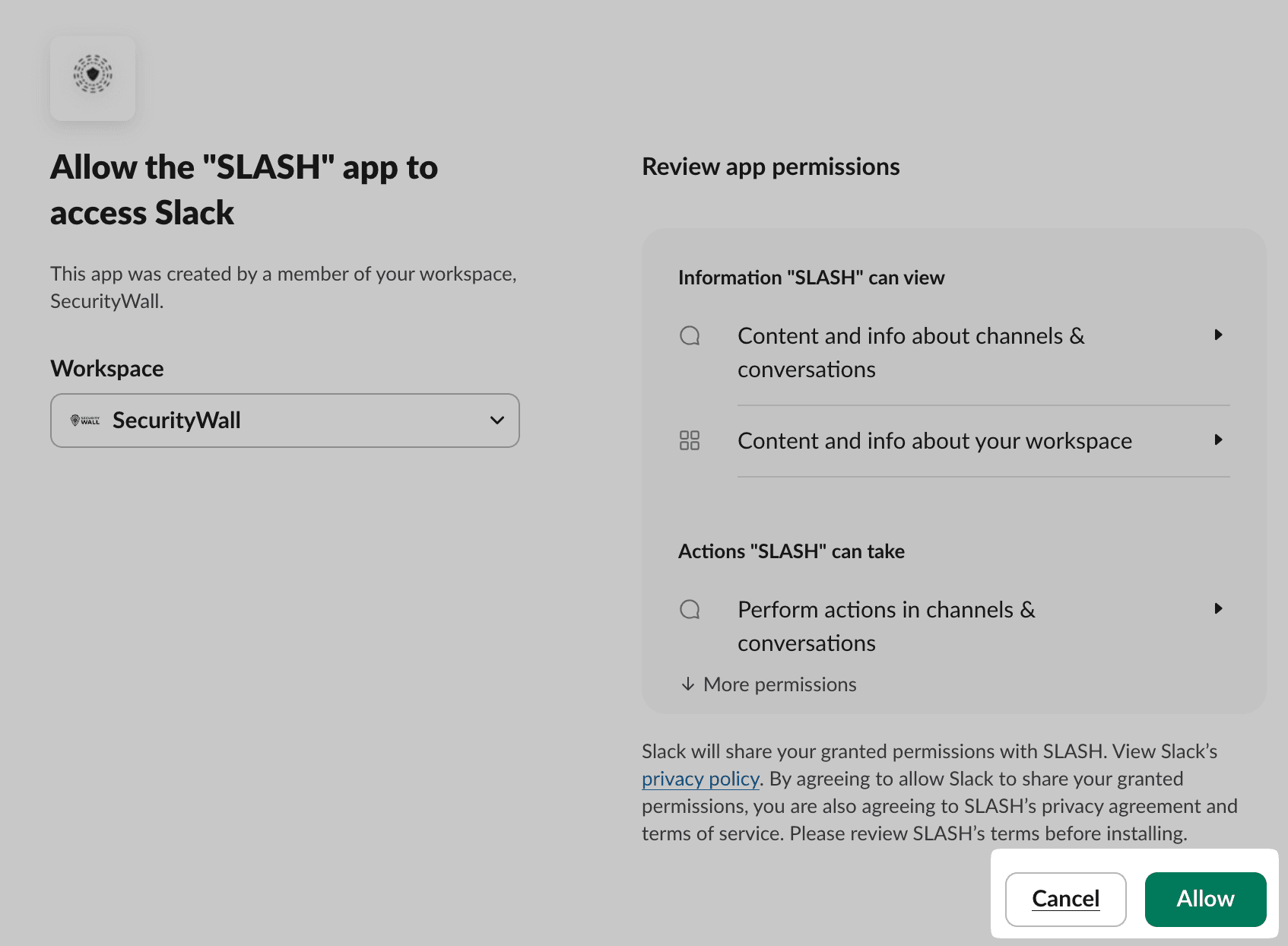 Authorize SLASH App screenshot
